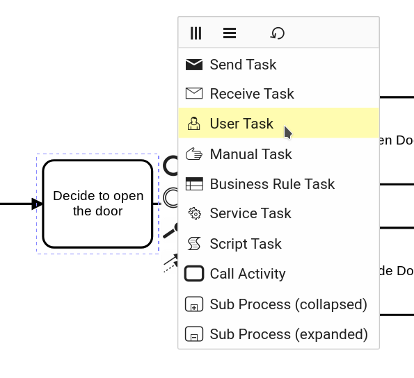 From an activity to a user task