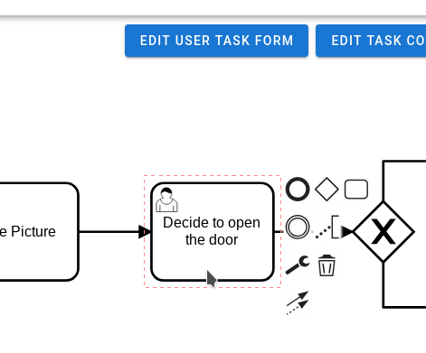 The edit user task form button appears